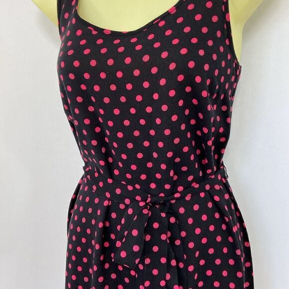 Divided by H&M Dress Black With Pink Polka Dots Matching Belt NWOT Sz 8 - Picture 3 of 8